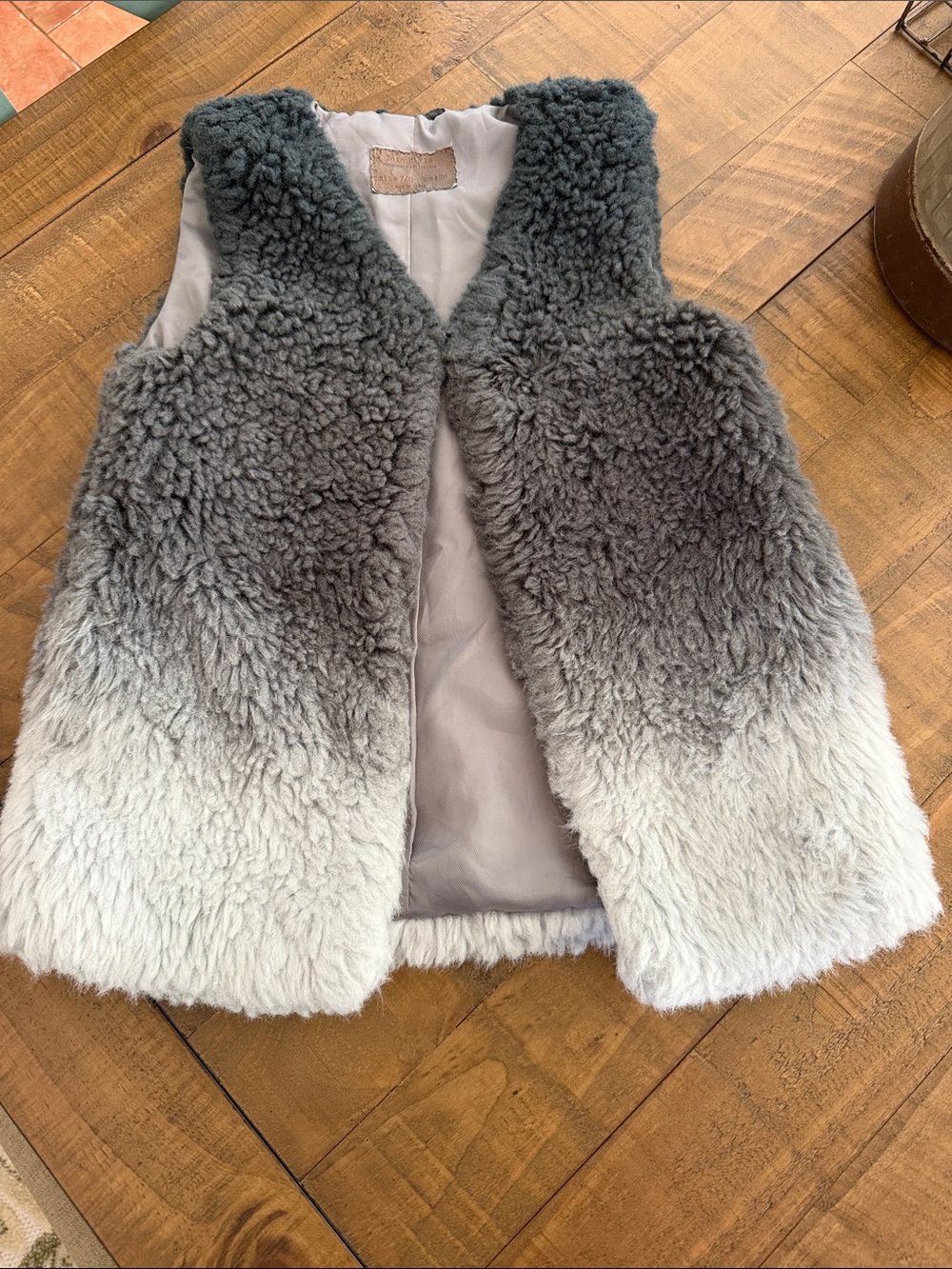 Zara Girls Ombre Faux Shearling Vest - Gray to Light Gray